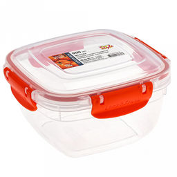Контейнер для продуктов пластмассовый Мастер 0,9л, 14,3х14,3х8см, квадратный, с клипсами, воздухонепроницаемый (герметичный), съемный силиконовый уплотнитель, подходит для СВЧ, цвета микс (Россия) - Домашняя мода фото 4