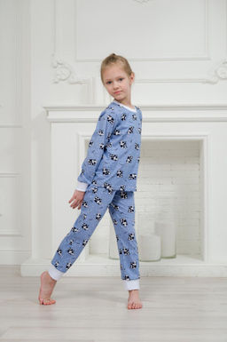 Пижама детская из джемпера и брюк из кулирки Коровы голубой - Амадэль фото 5