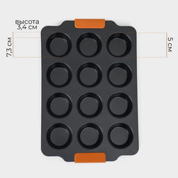 Форма для выпечки Magistro French Bakery. Круг, 39?26.3?3.4 см, 12 ячеек, антипригарное покрытие  фото 4