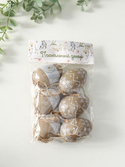 Набор фигурок пасхальных «Крашенные яички с белыми узорами», 6 шт., 4×4×6 см