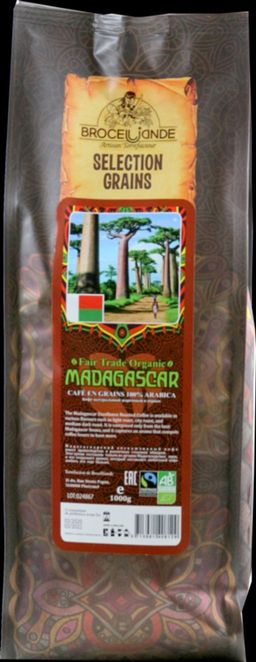 CAFE DE BROCELIANDE. Madagascar (зерновой) 1 кг. мягкая упаковка ФРАНЦИЯ