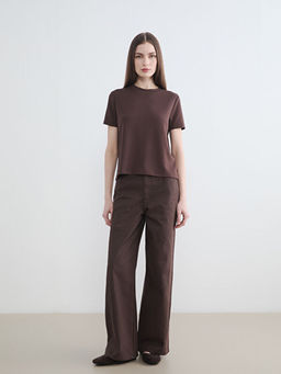 Regular Fit Geni? Pa?a Kad?n Pantolon