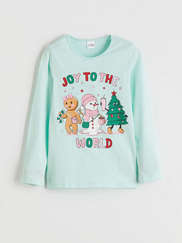 Bisiklet Yaka Y?lba?? Temal? K?z ?ocuk Pijama ?st