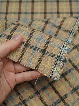 Шерсть пальтово-костюмная Твид Клетка цв.песочный, ш.1.5м, шерсть-20%, п/э-80%, 340гр/м.кв - Купава фото 13