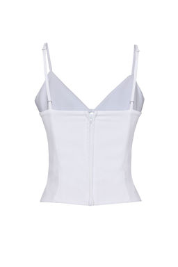 Beyaz V Yaka Ask?l? Crop Dokuma Bluz TWOSS25BZ00106