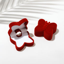 Футляр под серьги, кольцо Бабочка, бархатный, 5?5.5 см, красный