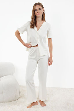 Trendyolmilla Mint %100 Pamuklu F?rf?r Detayl? Orme Pijama Tak?m? THMSS24PT00223 фото 2