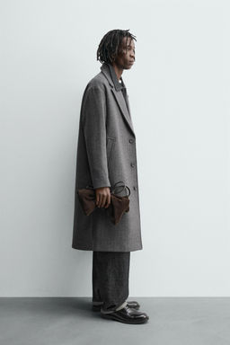 WOOL HERRINGBONE TEXTURED COAT - Zara фото 4