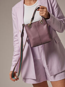 Сумка кожаная кросс-боди Deboro 30347 лиловая тень