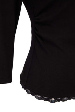 Siyah Dantel Detayl_ Fitted Kay_k Yaka Truvakar Kol Pamuklu Esnek _rme T-Shirt TWOAW27TS00003 - Trendyolmilla фото 6