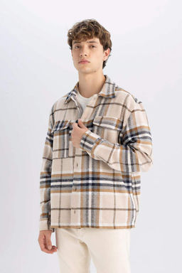 Рубашка Relax Fit в клетку с длинным рукавом Lumberjack - Defacto фото 4