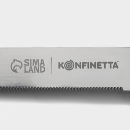 Нож для бисквита мелкие зубцы KONFINETTA, длина лезвия 25 см, деревянная ручка, толщина лезвия 0.8 мм