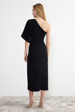 Siyah A-Kesim Dokuma Midi Elbise TPRSS24EL00028 - Trendyolmilla фото 7