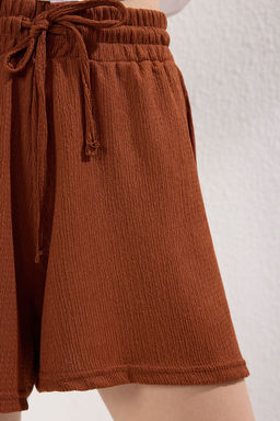 TRENDYOLMILLA Siyah-Vizon Burumcuk Relaxed/Rahat Kal?p K?sa Esnek Orme Sort & Bermuda TWOSS25SR00087 фото 5