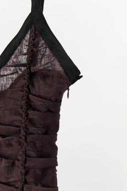 CONTRAST DRAPED LINEN DRESS - Zara фото 6