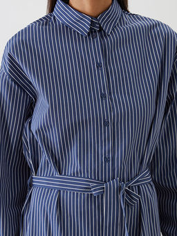 Ku?akl? ?izgili G?mlek Elbise