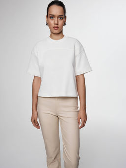 CONTE Футболка из футера с вставкой в рубчик LD 2575 off-white