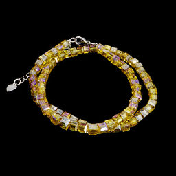 Бусы чокер Кубик хрусталь Желтый топаз 4мм-38см алмазная огранка