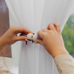 Подхват для штор Шарики из бисера, d = 3 40 см, цвет белый/светло-серый - Арт узор фото 3