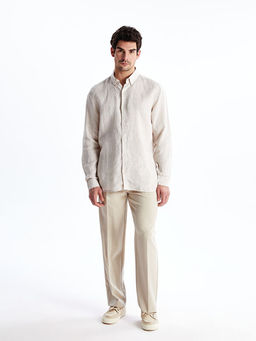 Slim Fit Uzun Kollu %100 Keten Erkek G?mlek