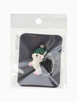 Брошь «Ежик» в шапке со звездой, цветная в чернёном серебре