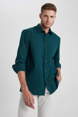 Рубашка из поплина с длинным рукавом стандартного кроя - Defacto фото 6