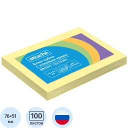 Стикеры ATTACHE Bright colours с клеев.краем 76х51 желтый 100л  фото 2