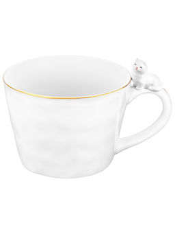 Кружка 300 мл 14*10*7,5 см "Кошка" белый с золотом, фарфор