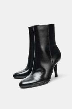 LEATHER HIGH-HEEL ANKLE BOOTS - Zara фото 4