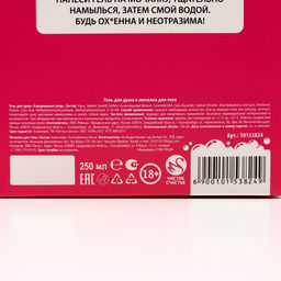 Подарочный набор косметики «Для прикольной девчонки», гель для душа 250 мл и мочалка, 18+, ЧИСТОЕ СЧАСТЬЕ