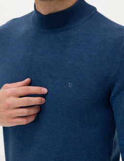 _ndigo Melanj Slim Fit Yar_m Bal_k__ Yaka Basic Triko Kazak - Pierre cardin фото 7