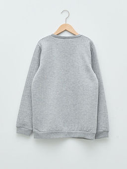 Bisiklet Yaka Bask?l? Uzun Kollu Erkek ?ocuk Sweatshirt - Waikiki фото 2