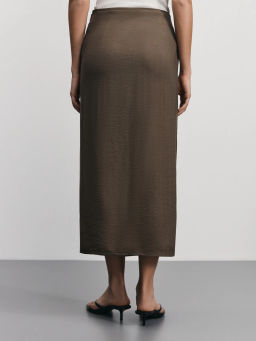 Юбка миди с разрезом и пряжкой из вискозы / Zarina  фото 5