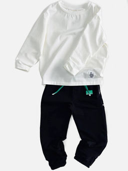 Спортивные штаны на резинке 22-0517 черный|зеленый - Mini maxi фото 7