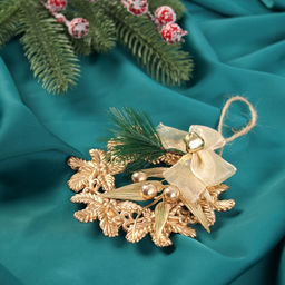 Ёлочная игрушка Венок с веточкой 1111 см, золото - Зимнее волшебство фото 2