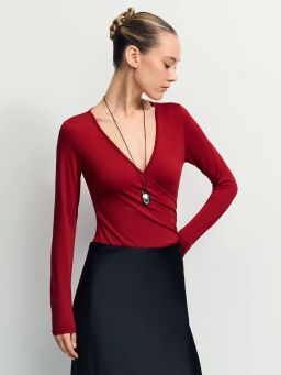 Боди с длинным рукавом и V-образным вырезом / Zarina