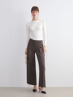 Loose Fit Geni? Pa?a Kad?n Pileli Pantolon