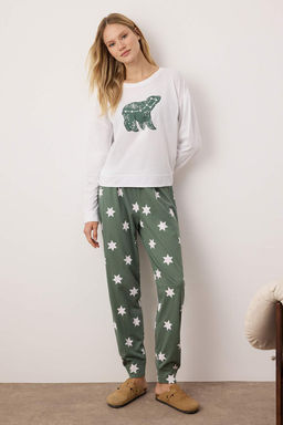 Trendyolmilla Cok Renkli %100 Pamuklu Y?ld?z Desenli Orme Pijama Tak?m? THMAW21PT0241  фото 13