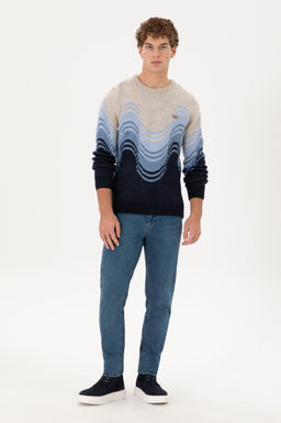 Erkek Regular Fit Bisiklet Yaka Lacivert Kazak