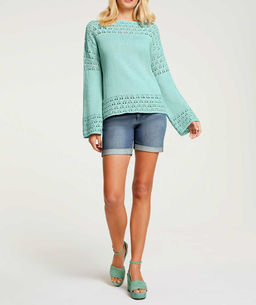 Пуловер, бирюзовый