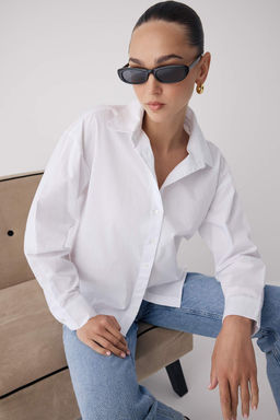 Beyaz Arkas? Dugme Detayl? Oversize Gomlek TWOAW26GO00009 - Trendyolmilla фото 12