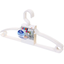 Цена за 2шт. Плечики пластиковые ребристые 4шт "ИДЕЯДОМА", цвет белый, 38*20см (Селфи)