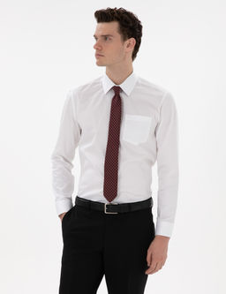 Beyaz %100 Pamuk Parlak Saten Regular Fit Uzun Kollu Basic G_mlek