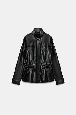 CAZADORA EFECTO PIEL CUELLO SUBIDO / Negro - Zara фото 8