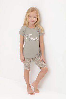 К 1647/пыльно-оливковый,полевые цветы пижама для дев