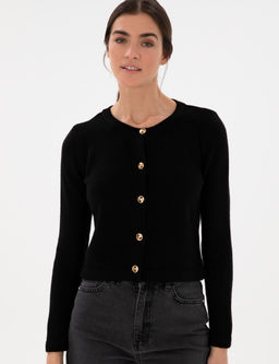 Siyah Crop Top Triko H_rka