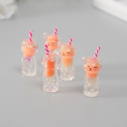 Цена за 5 шт. Подвеска для творчества акрил «Коктейль. Персик-кошка», светится в темноте, 3.4×1.8×1.8 см
