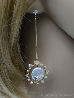 Серьги с жемчугом барокко Солнце, 7г