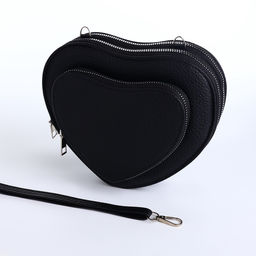 Сумка женская кросс-боди на молнии, в форме сердца, 20×5×16 см, чёрная