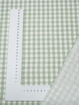 Муслин двухслойный с эф.жатости Клетка (0.7*0.7см) цв.морозная мята, ш.1.4м, хлопок-100% - Купава фото 3